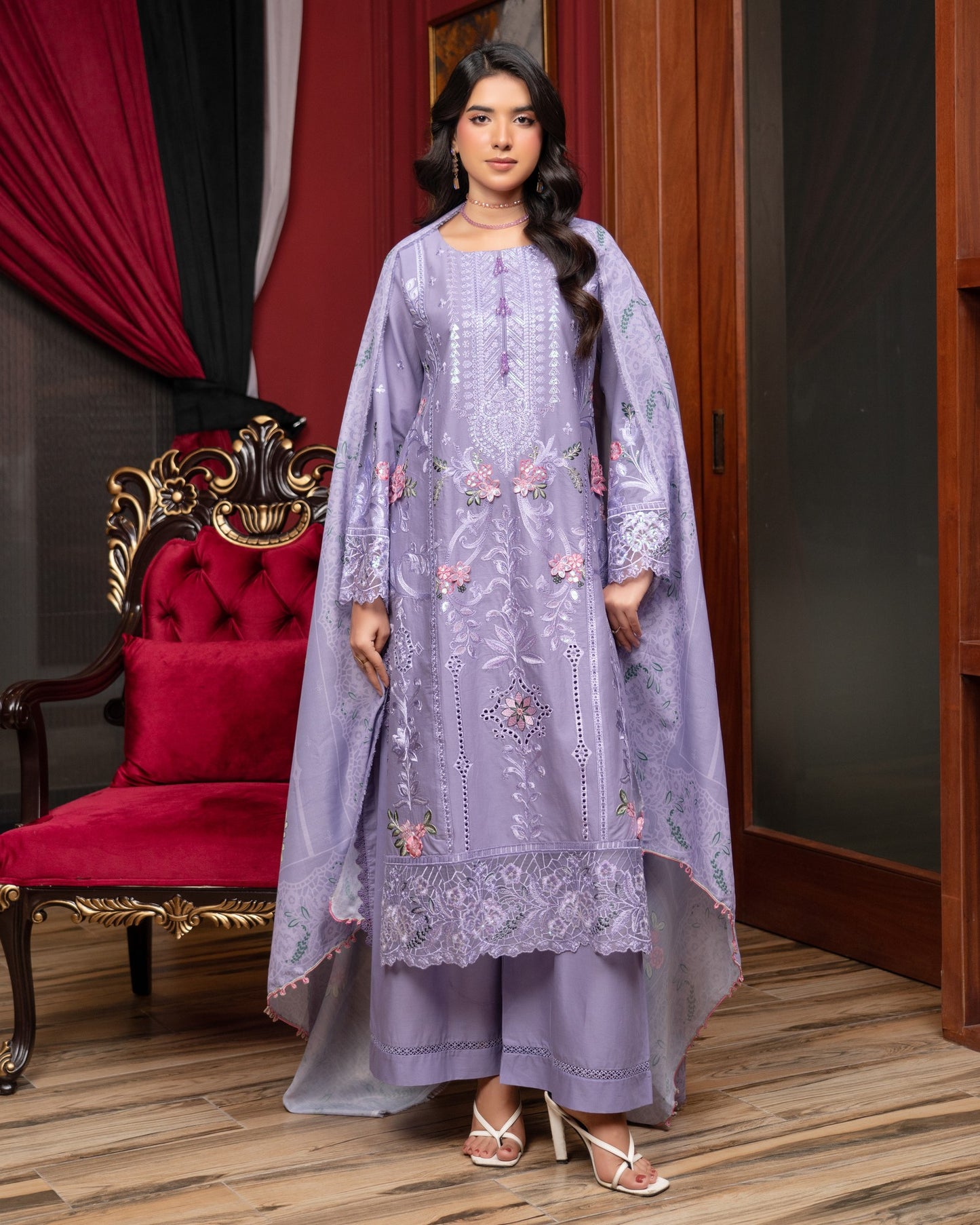 Munira Festive Lawn Lilac