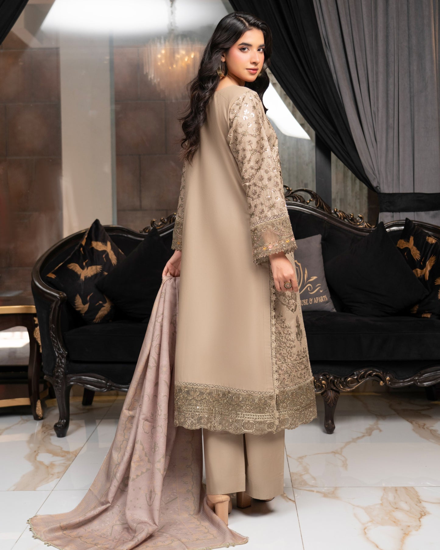 Munira Festive Lawn Dusty Pista
