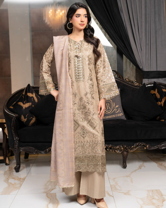 Munira Festive Lawn Dusty Pista
