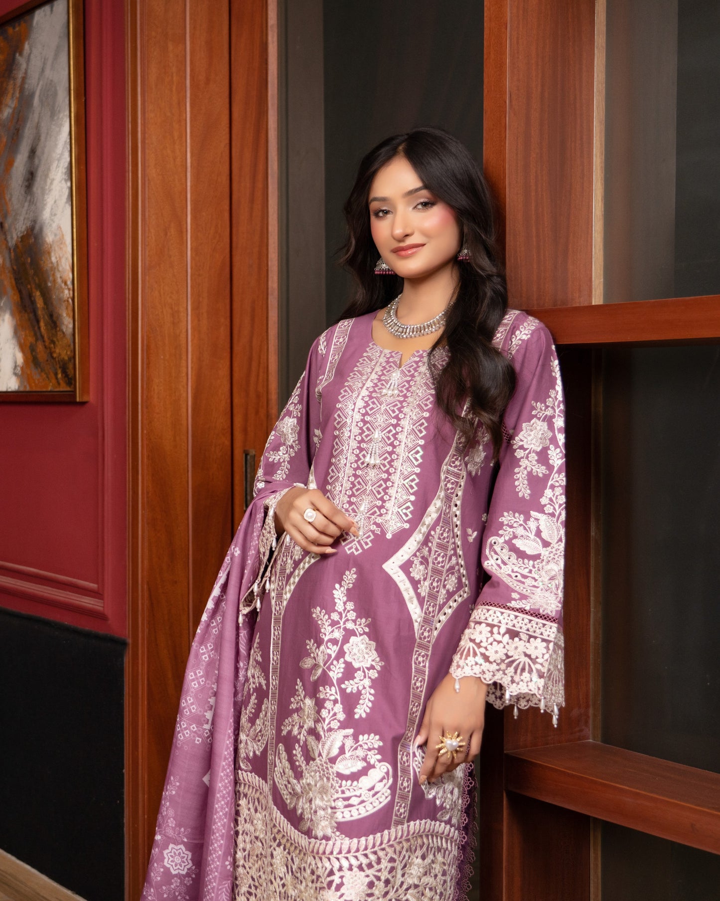 Munira Festive Lawn Lavendar