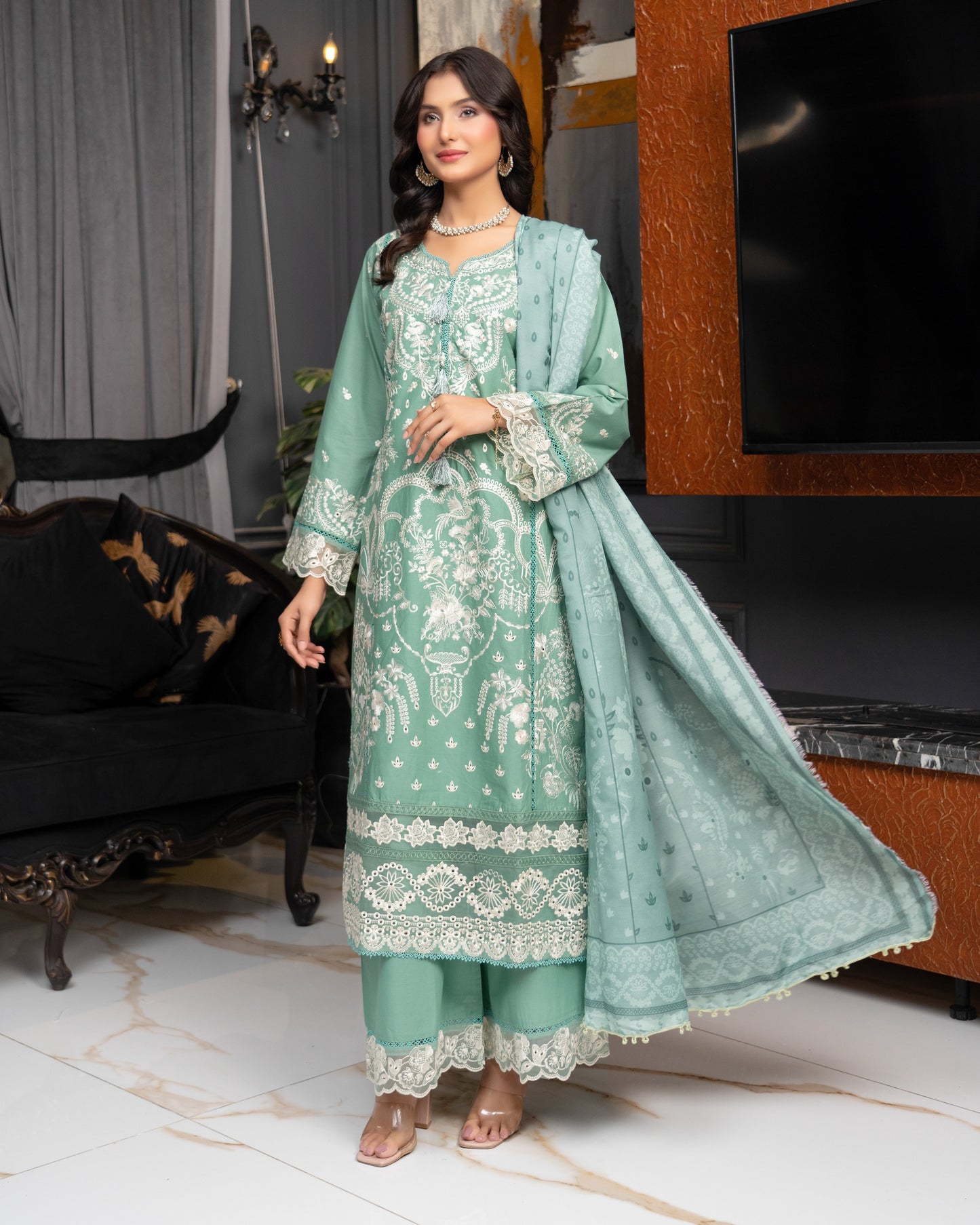 Munira Festive Lawn Sage Green