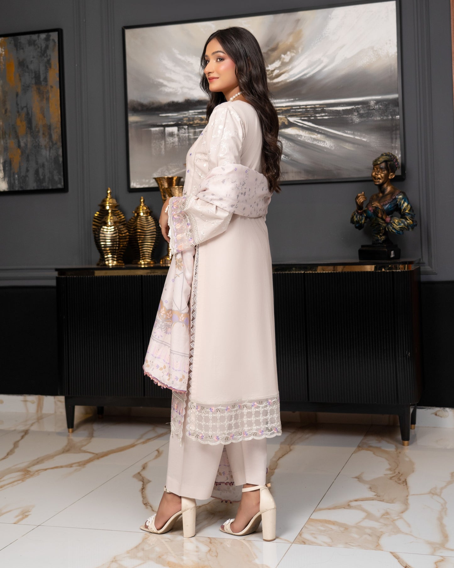 Munira Festive Lawn Beige