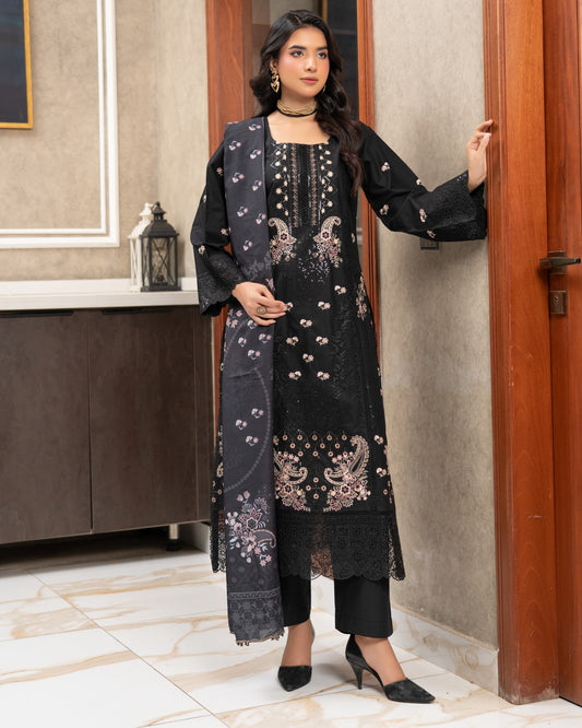 Munira Festive Lawn Black