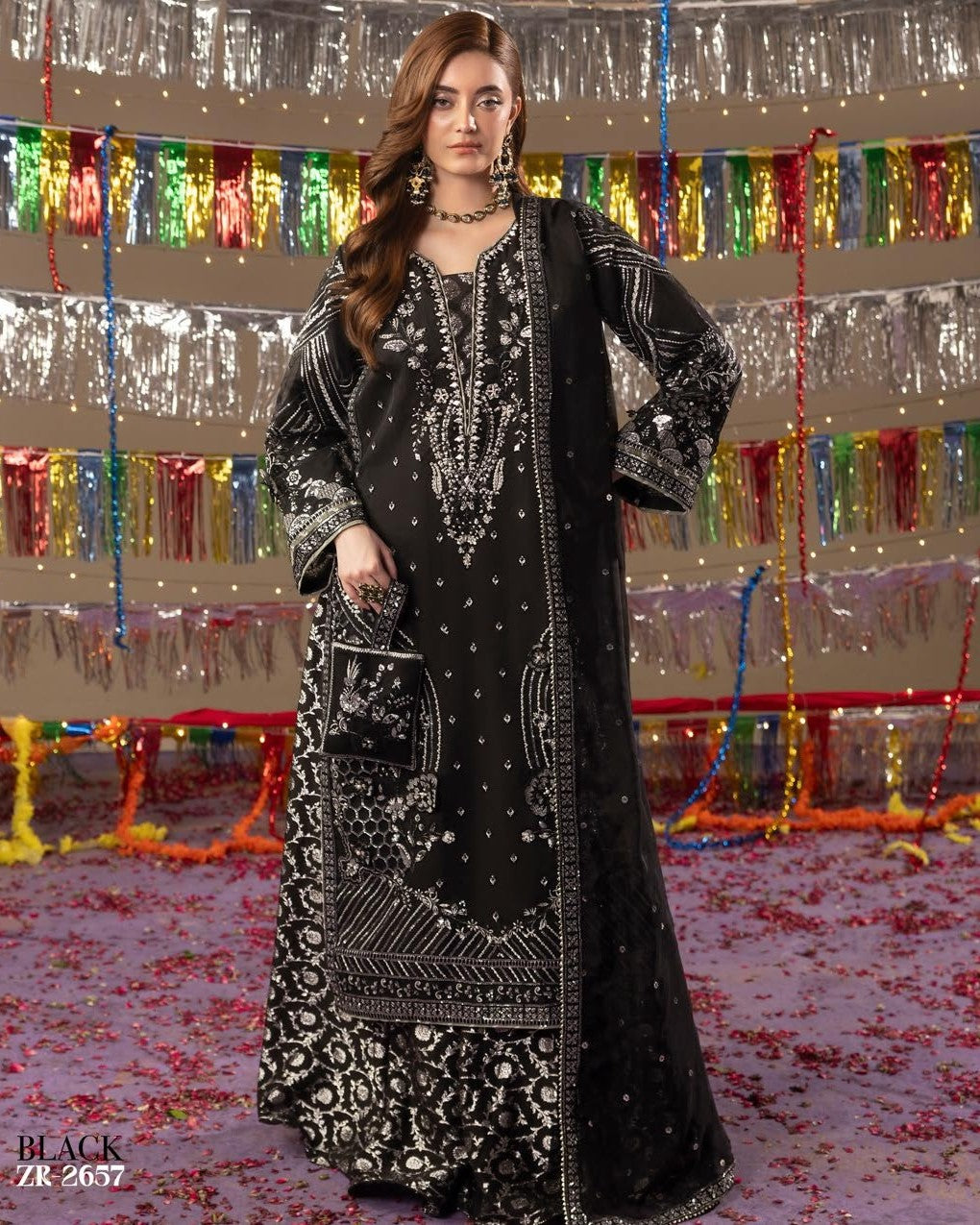 Zardozi Shadi Mubarak ZR 2657 Black