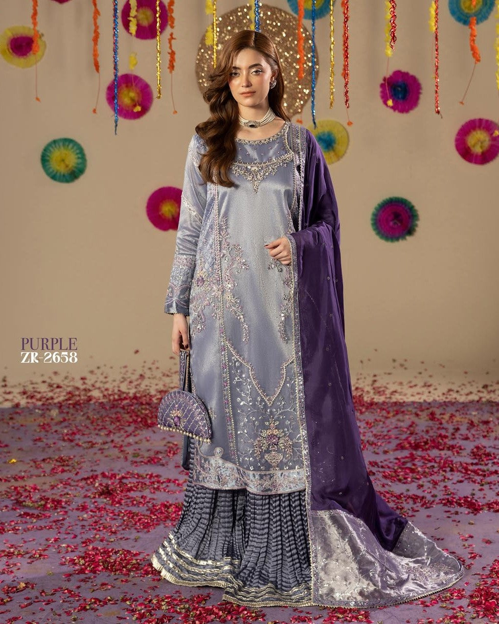 Zardozi Shadi Mubarak ZR 2658 Purple