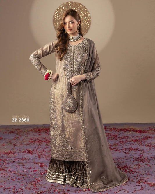 Zardozi Shadi Mubarak ZR 2660 Grey