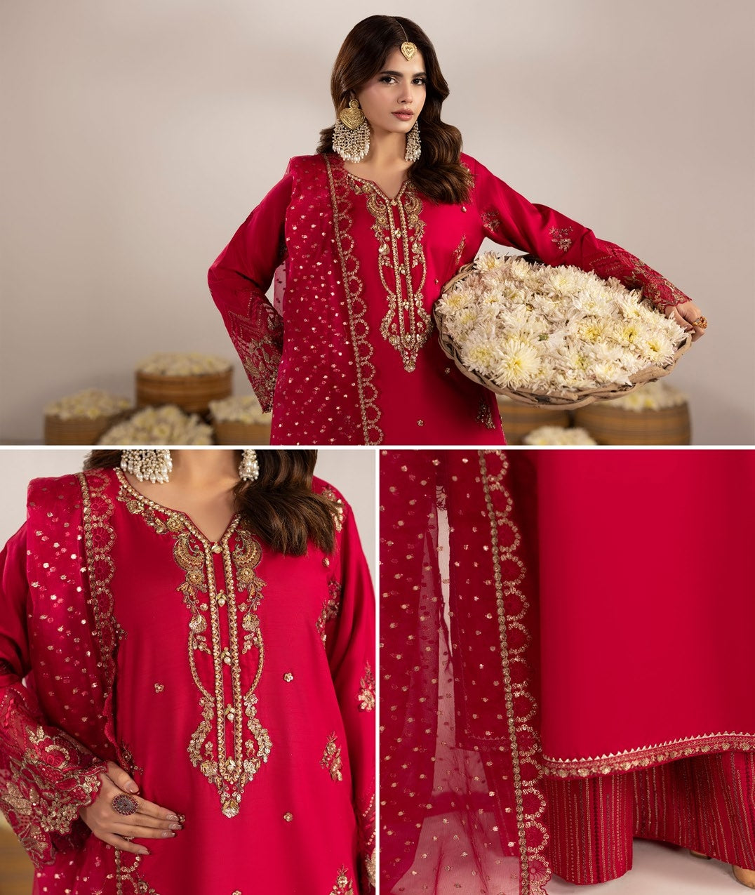 Zardozi Vol III ZR 2605 Crimson