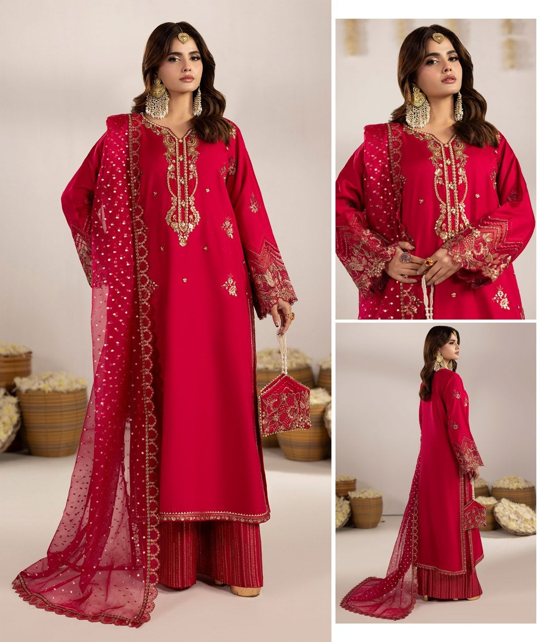 Zardozi Vol III ZR 2605 Crimson