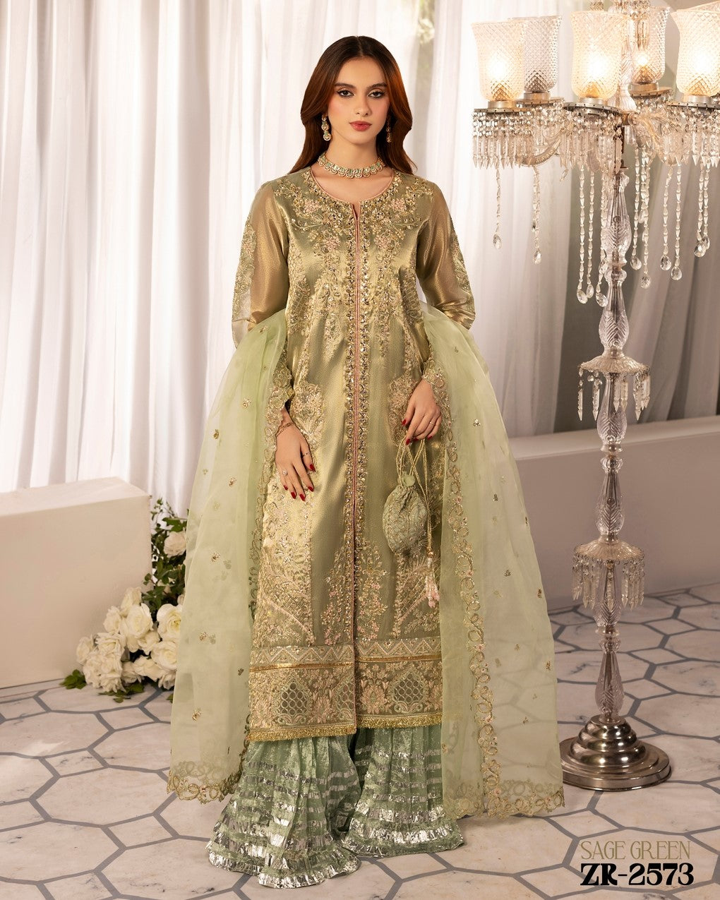Zardozi Nikkah Edit 2573 Sage Green