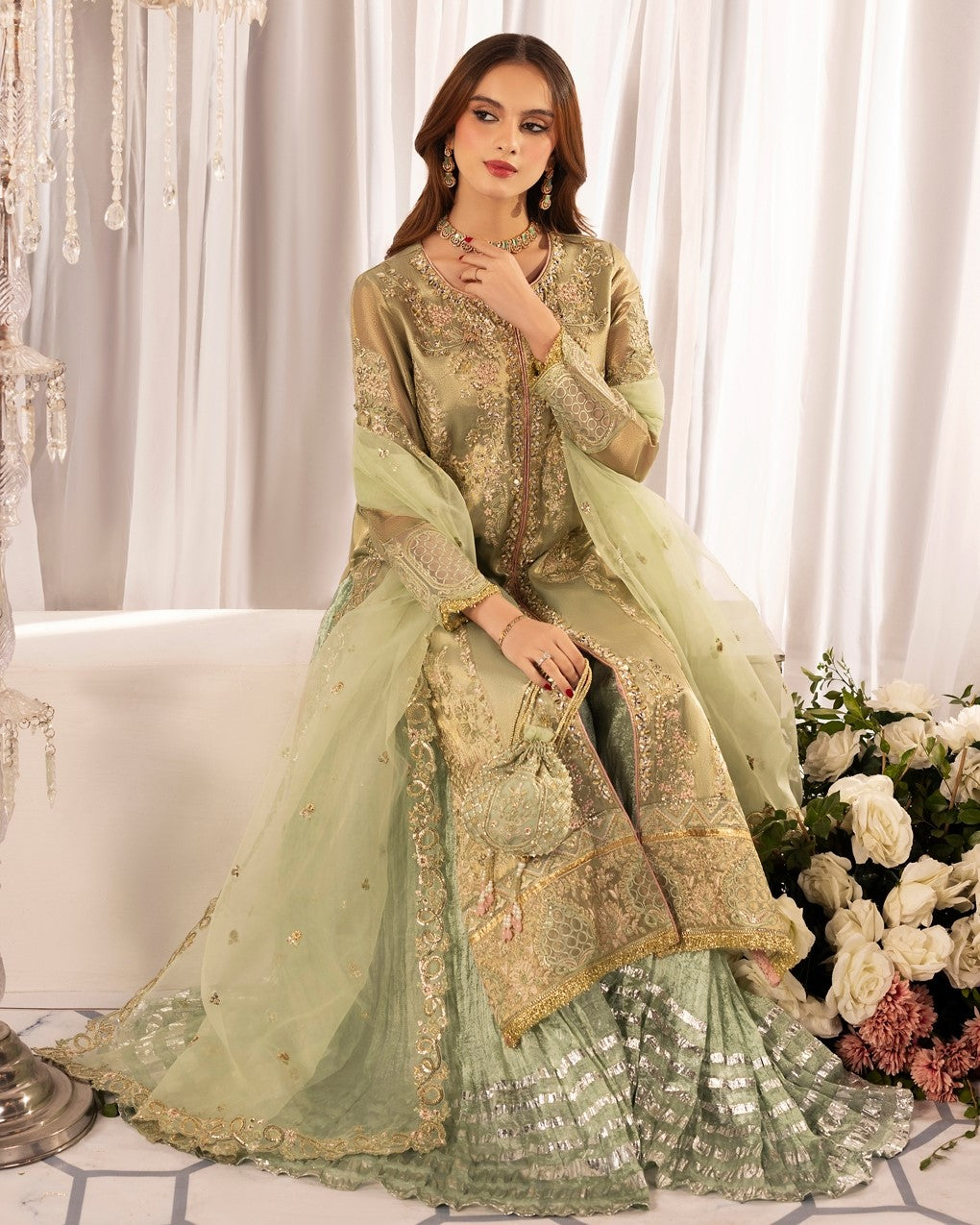 Zardozi Nikkah Edit 2573 Sage Green