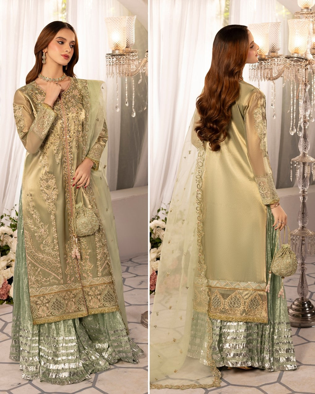 Zardozi Nikkah Edit 2573 Sage Green