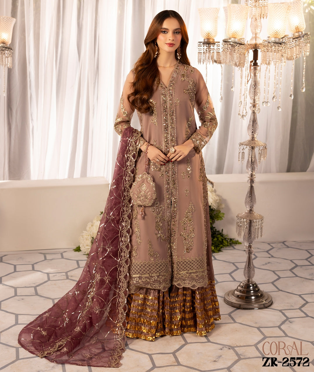 Zardozi Nikkah Edit 2572 Coral