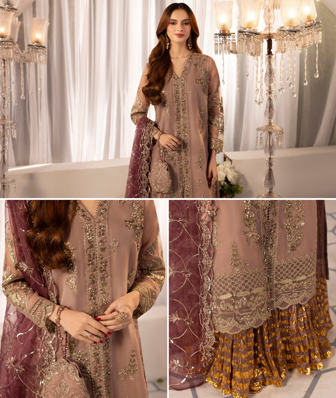 Zardozi Nikkah Edit 2572 Coral