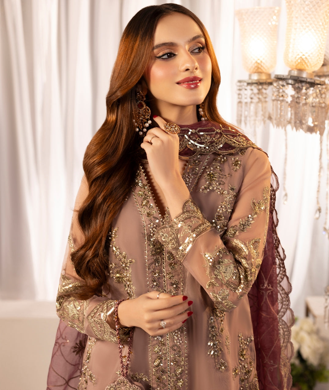 Zardozi Nikkah Edit 2572 Coral