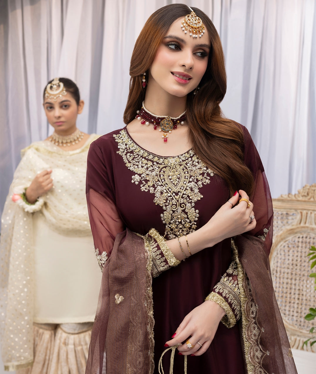 Zardozi Nikkah Edit 2568 Mehroon