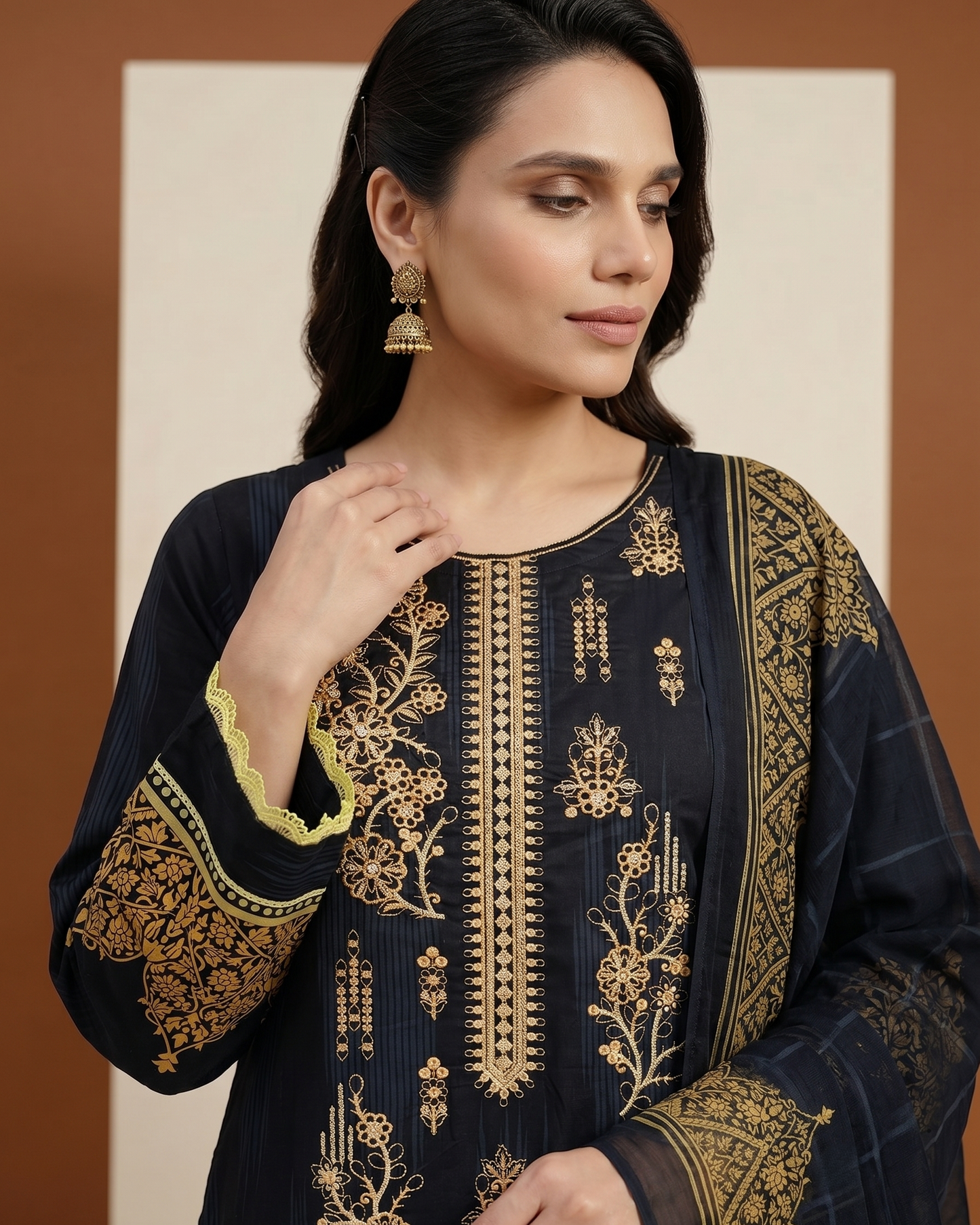 HM Lawn - Chiffon Dupatta 214 Black