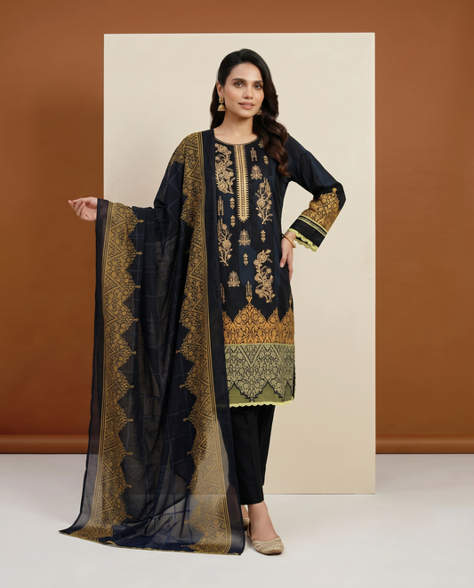 HM Lawn - Chiffon Dupatta 214 Black