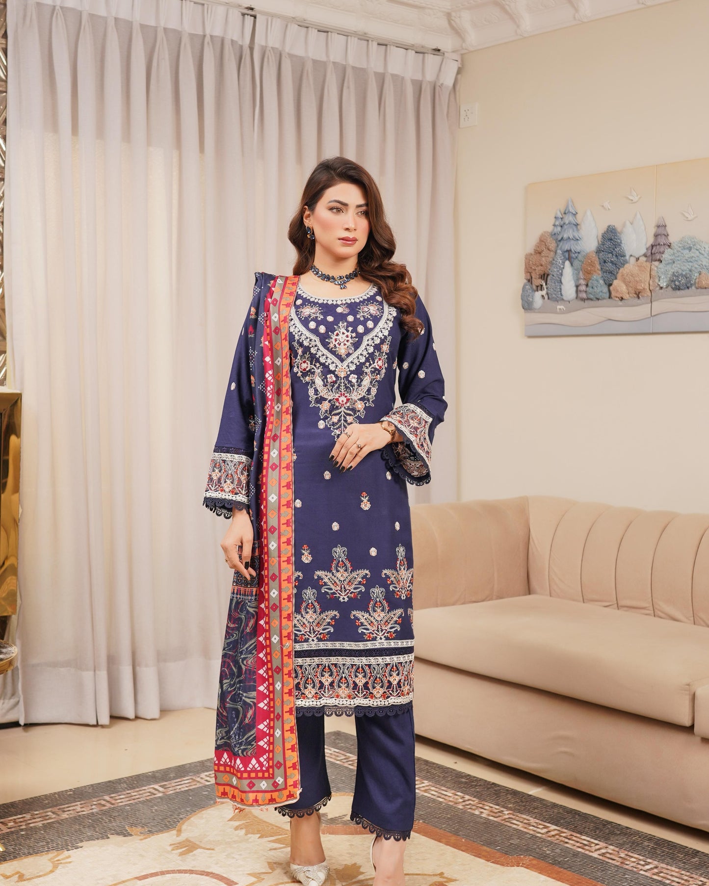 Munira Mehar Dhanak MSL 02 Navy Blue