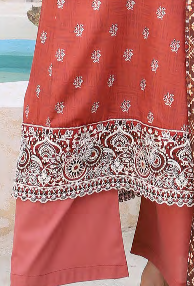 Munira July Embroidery Lawn MSL 03 Rust