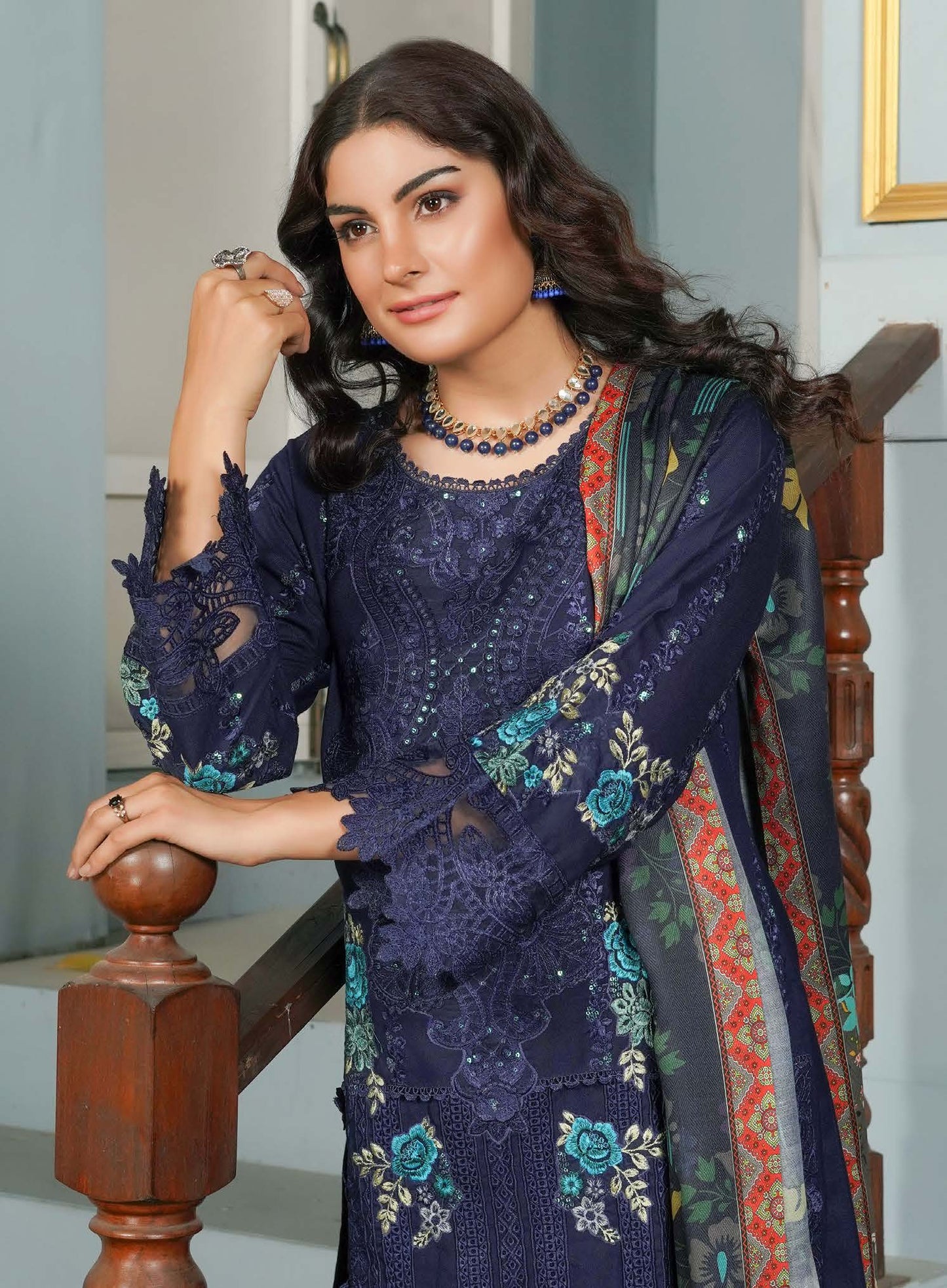 Munira Dastak Luxury Dhanak MSL 04 Navy Blue