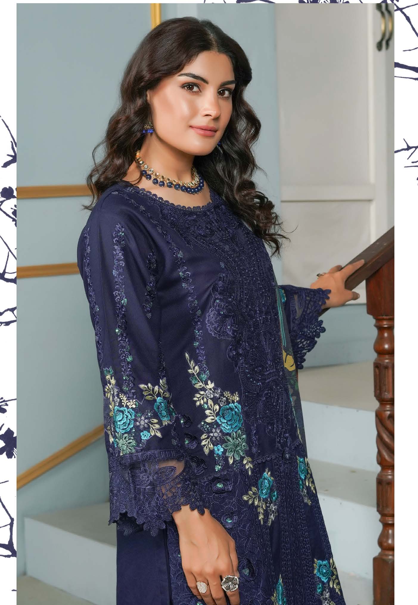 Munira Dastak Luxury Dhanak MSL 04 Navy Blue