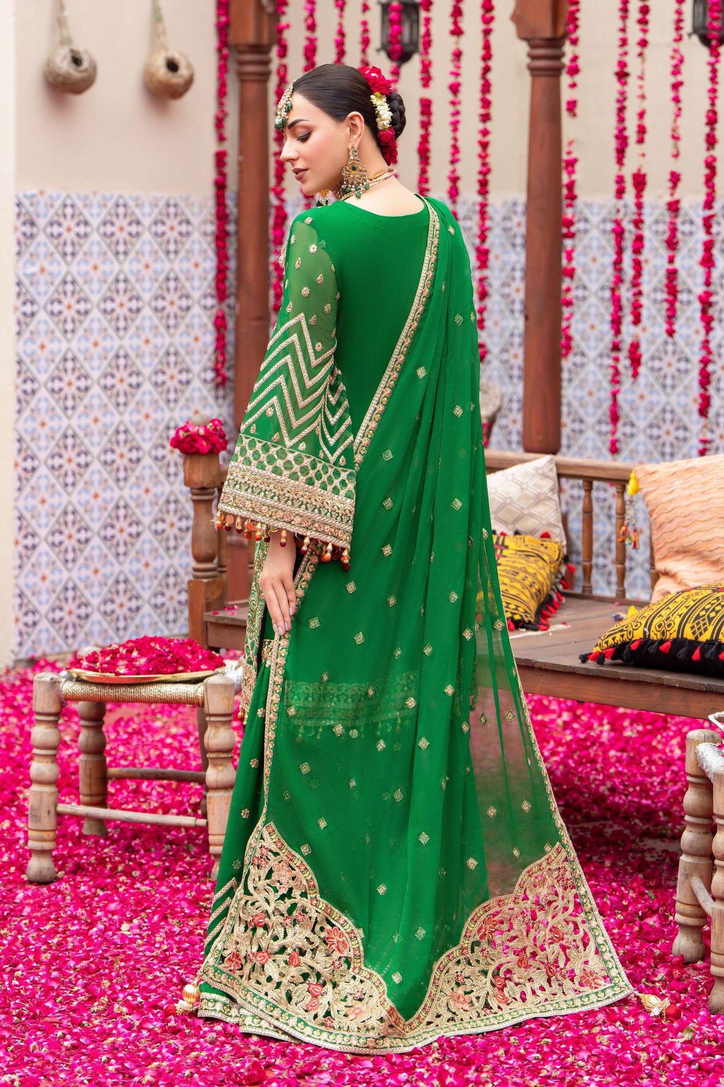 Karma 440 Gharara Forest Green