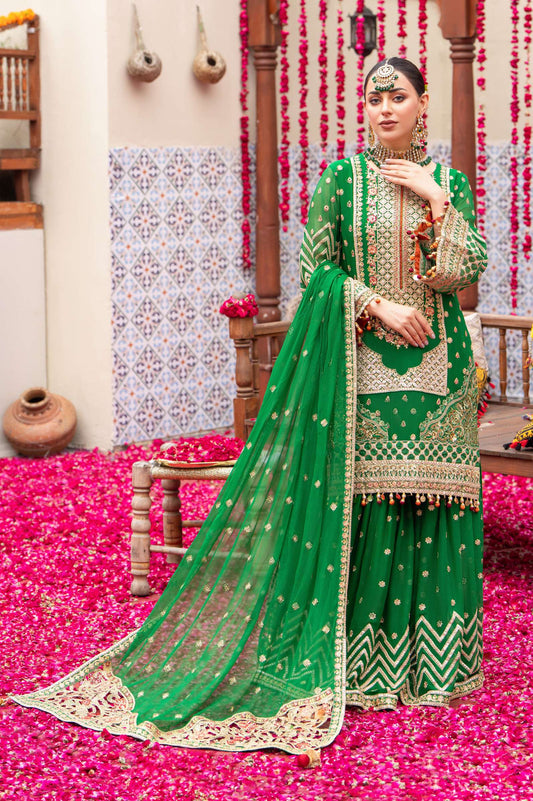 Karma 440 Gharara Forest Green