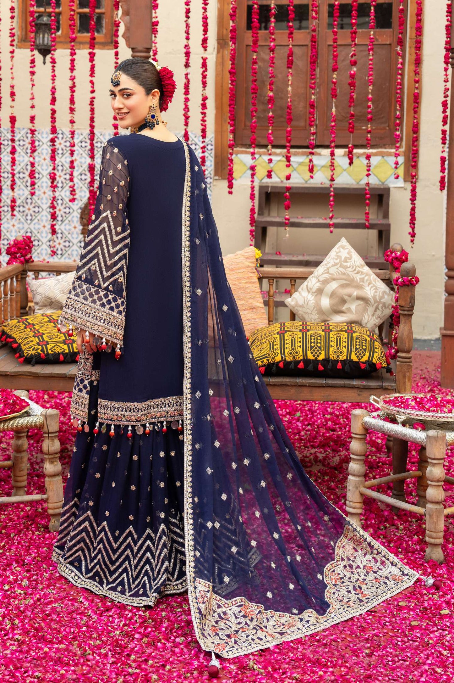 Karma 440 Gharara Navy Blue