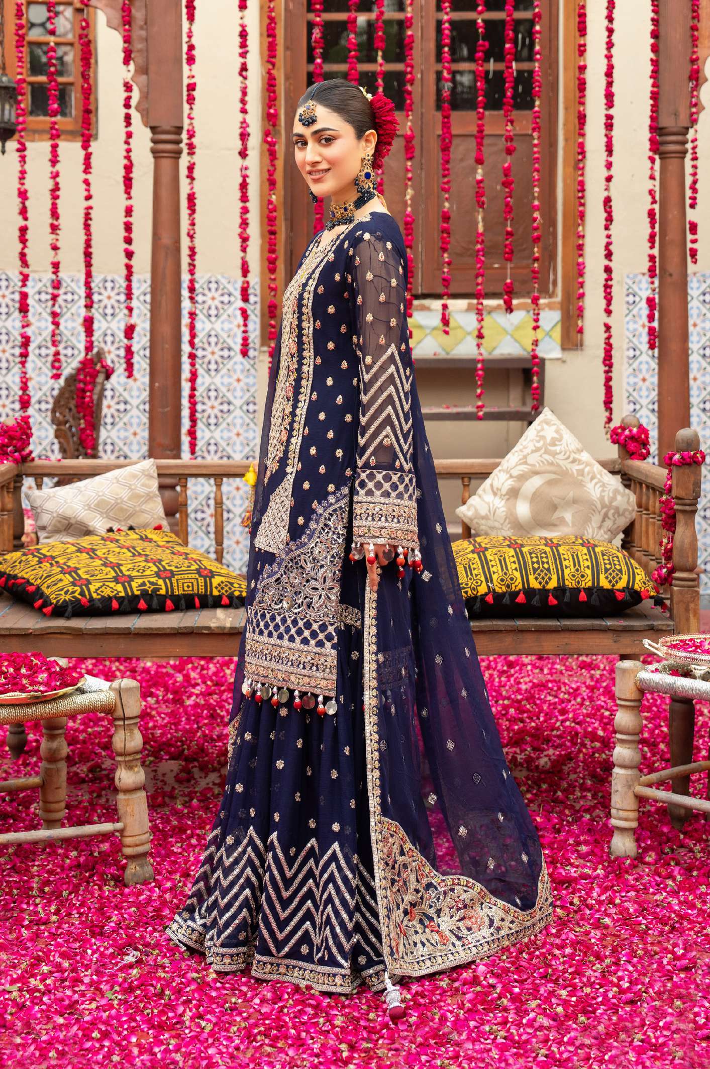 Karma 440 Gharara Navy Blue