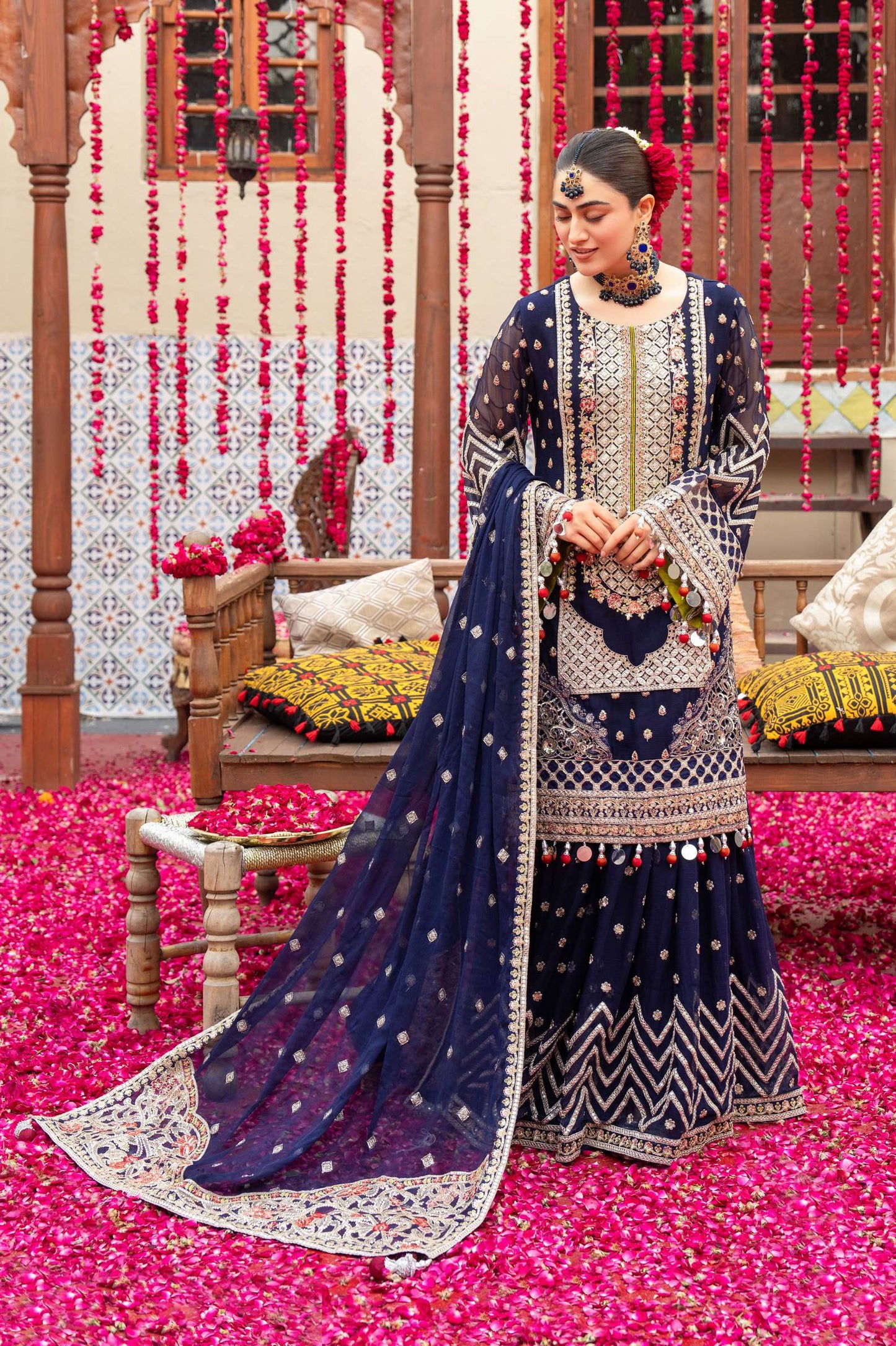 Karma 440 Gharara Navy Blue