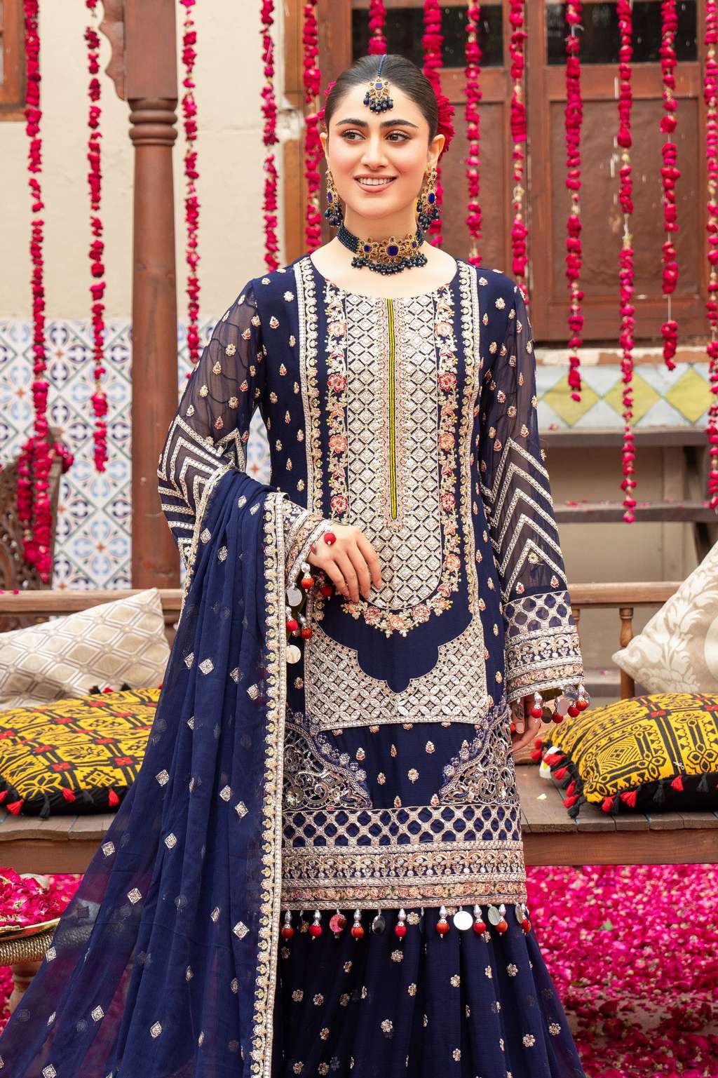 Karma 440 Gharara Navy Blue