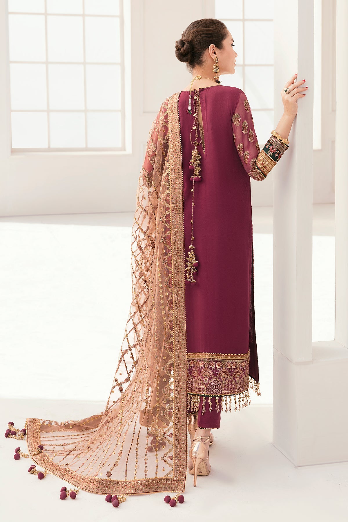 Embroidered Chiffon CH11-02 Mehroon