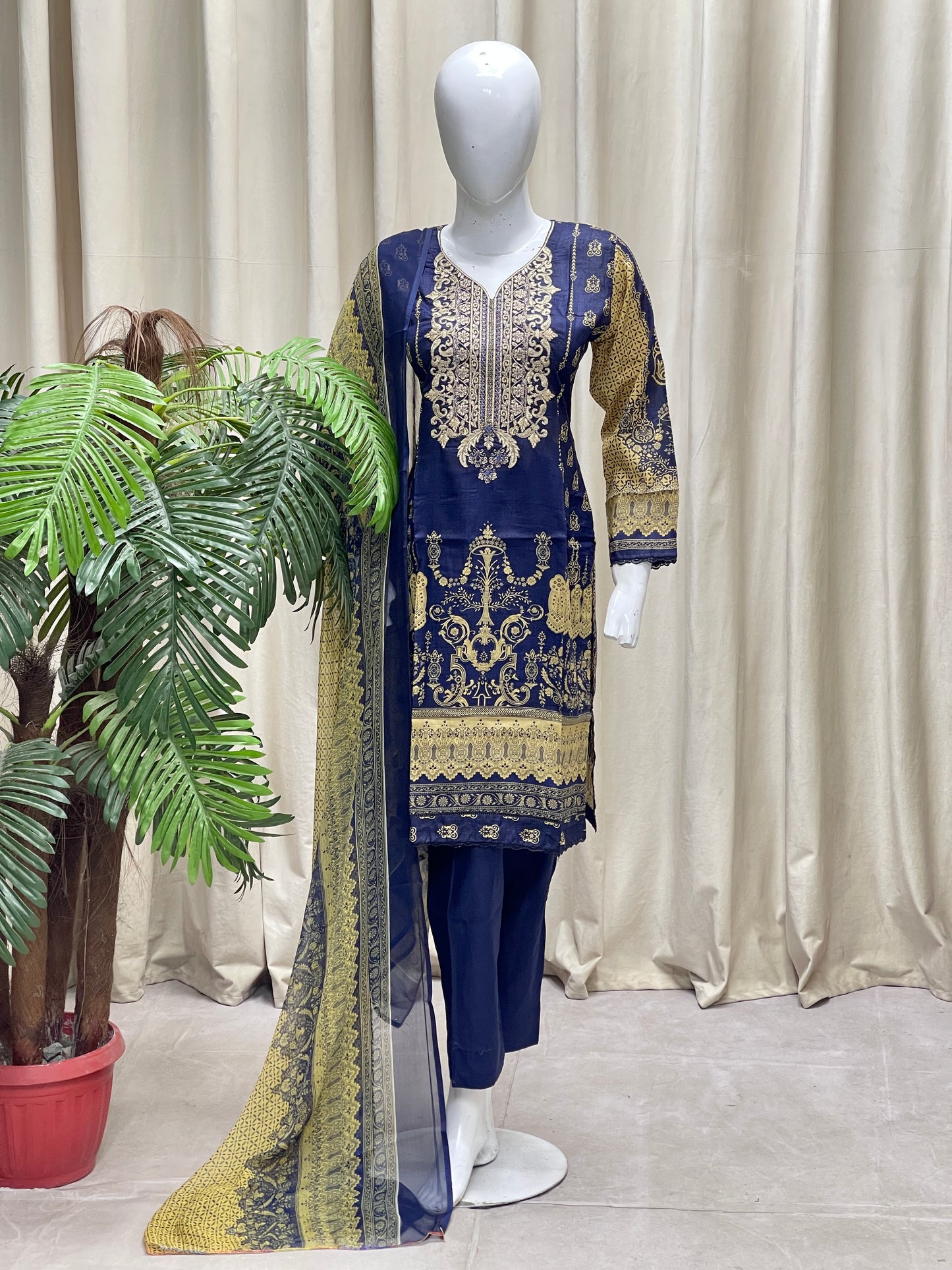 K&R Lawn - Chiffon Dupatta 244 Navy Blue