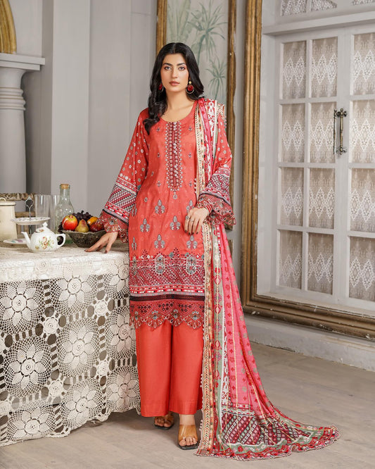 Munira August Embroidery Lawn MSL 03 Rust