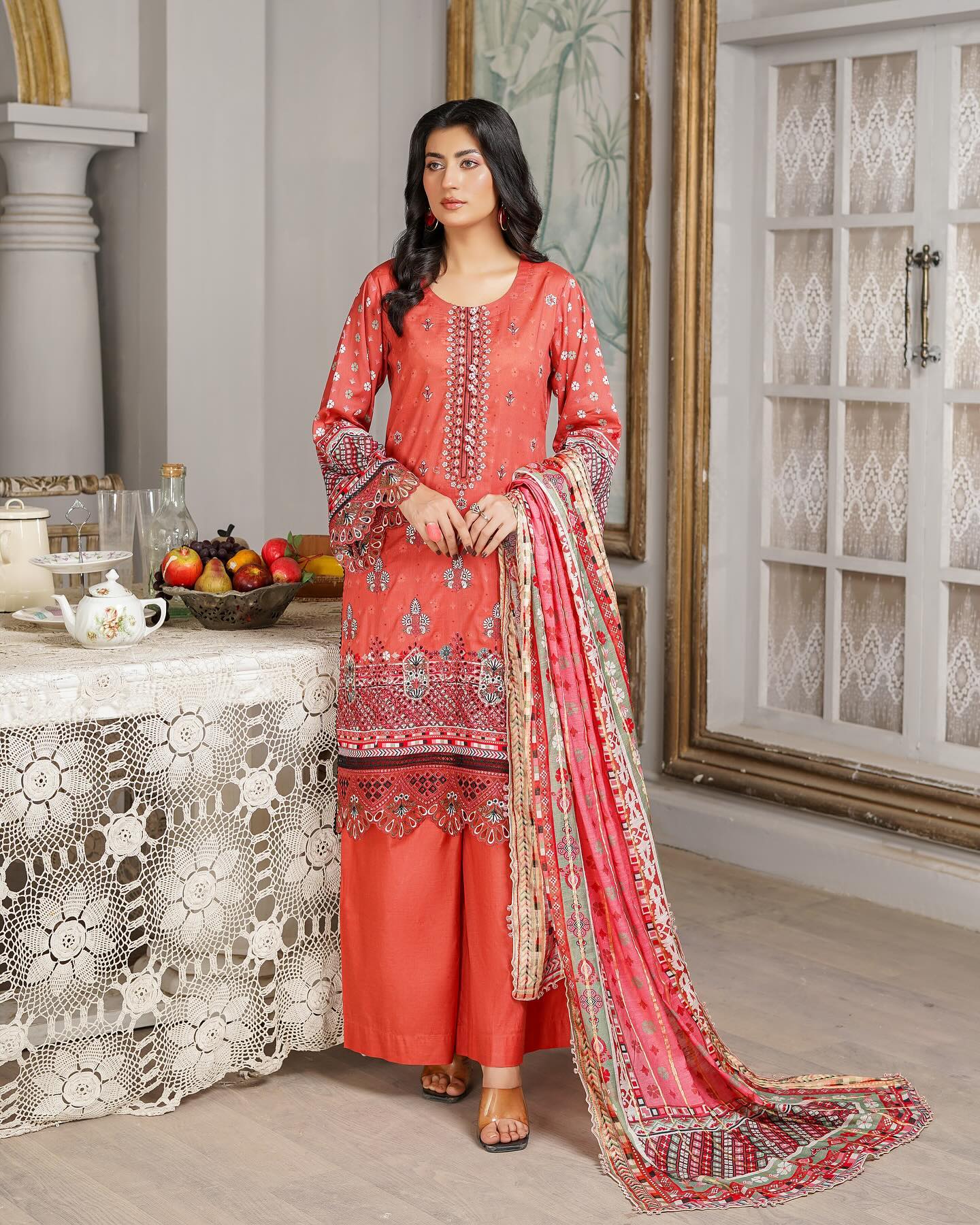 Munira August Embroidery Lawn MSL 03 Rust