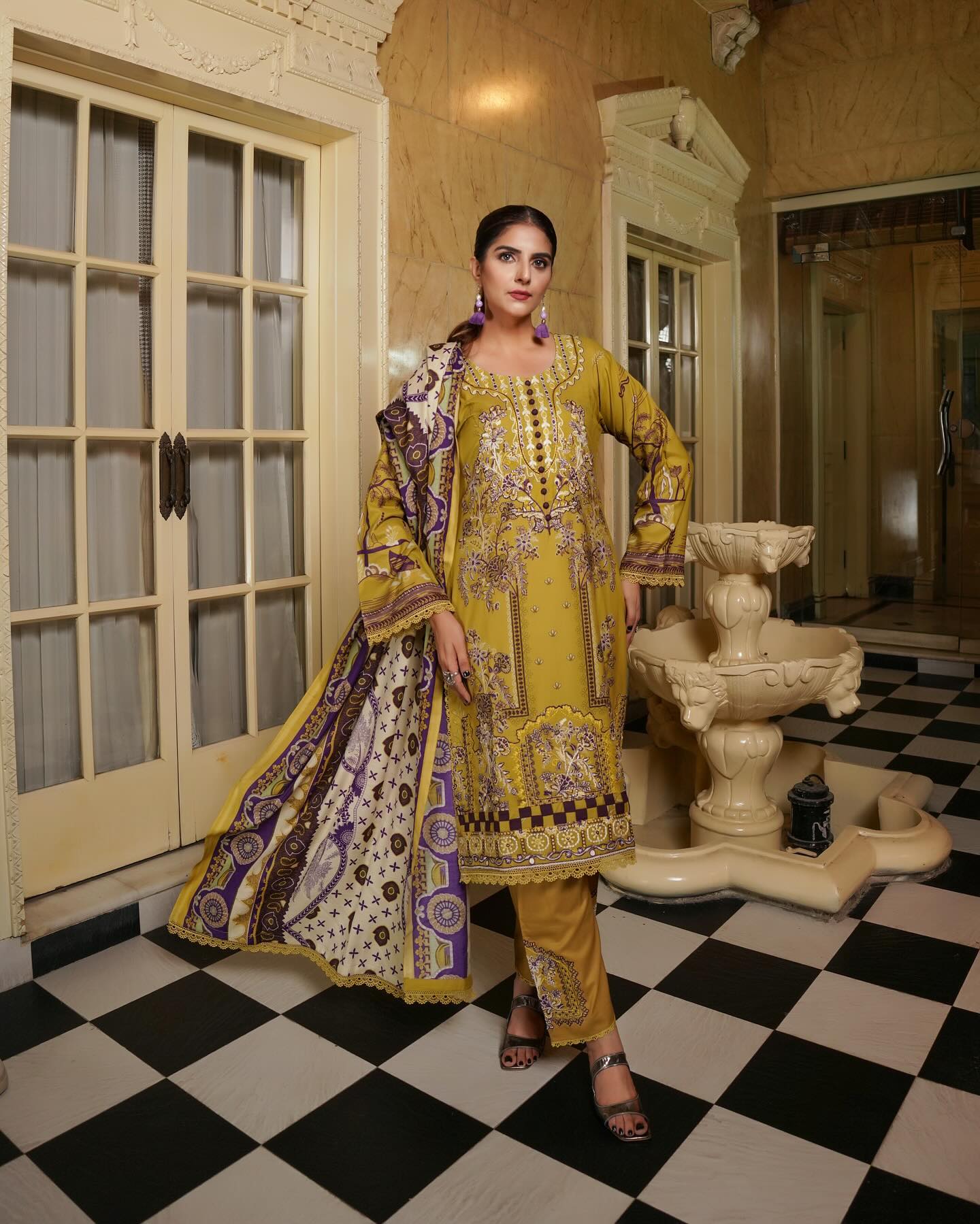 Munira Khubsurat Dhanak MSL 07 Mustard