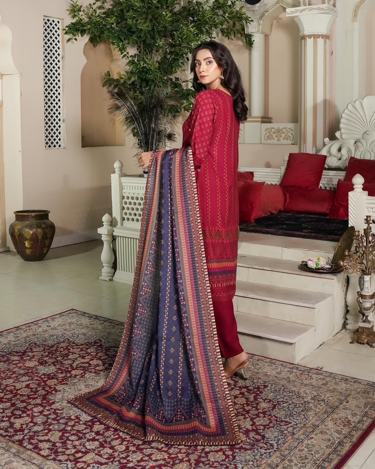 Munira Afsana Dhanak MSL 06 Wine Red