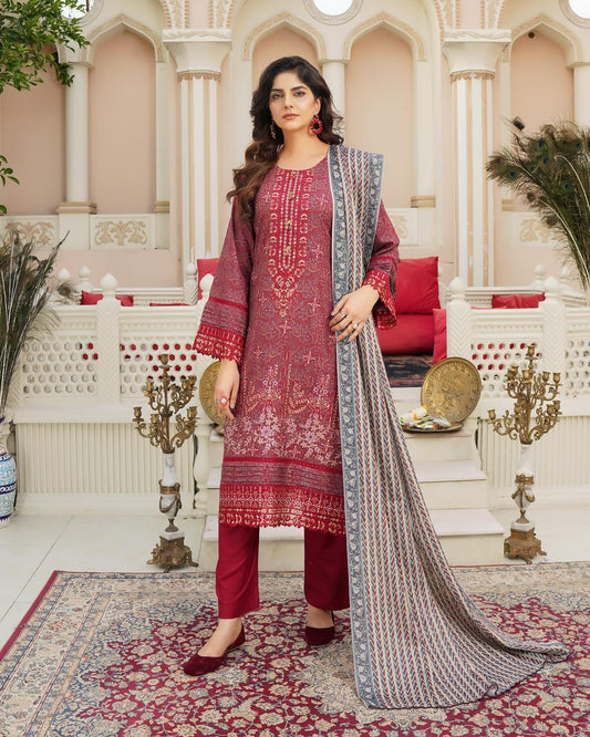 Munira Afsana Dhanak MSL 01 Wine Red