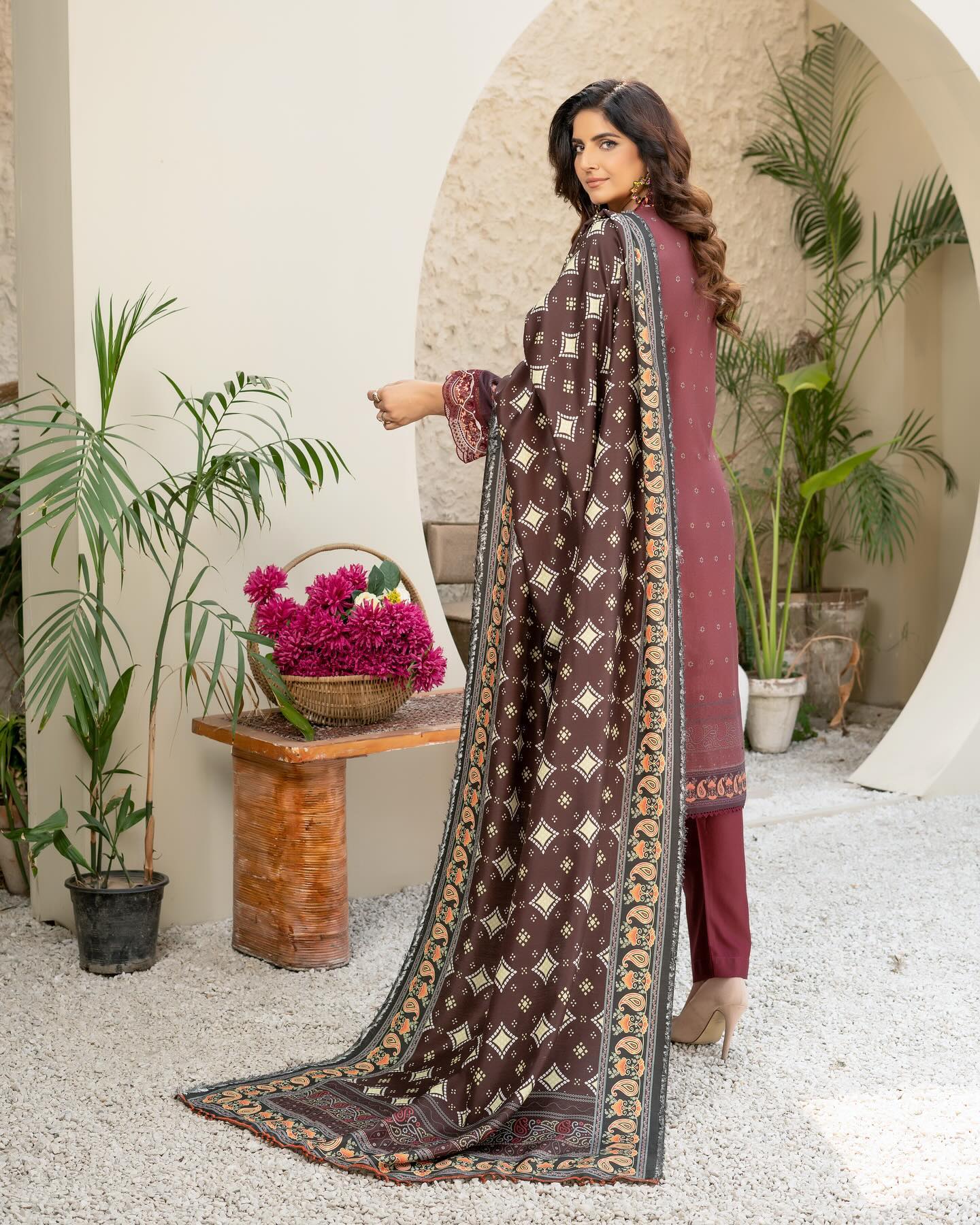 Munira Dastoor Dhanak MSL 01 Dark Maroon