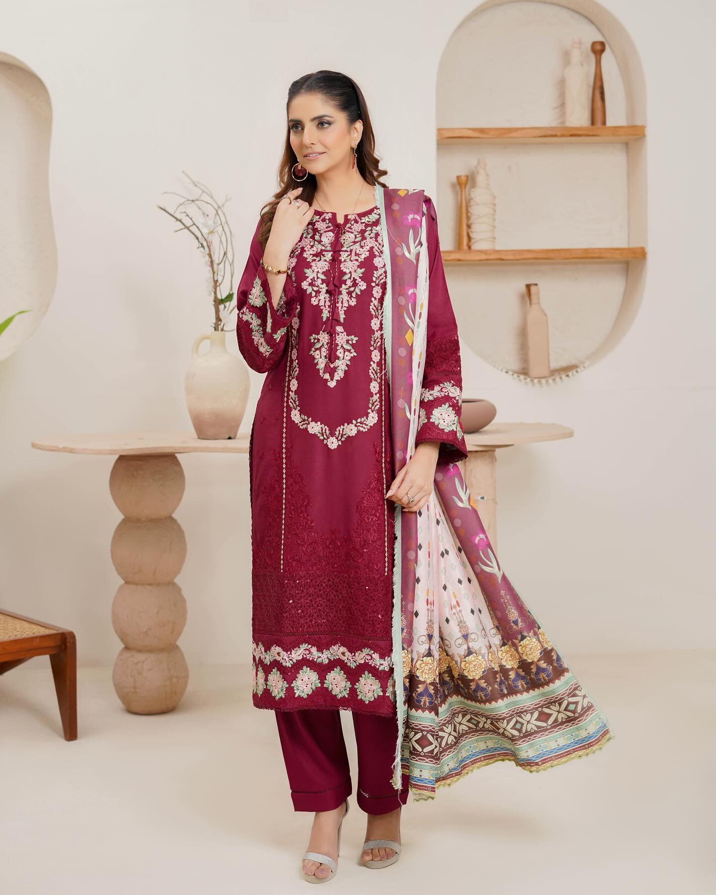 Munira Mastani Luxury Dhanak MSL 05 Mehroon