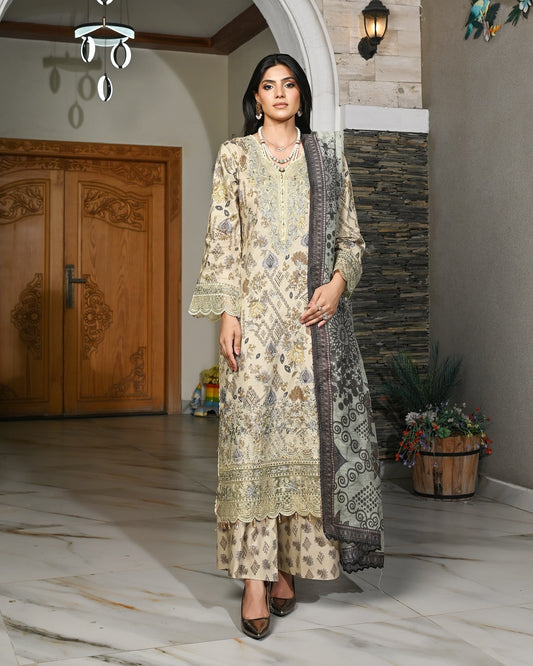 Munira Nazam Lawn 03 Dusty Skin