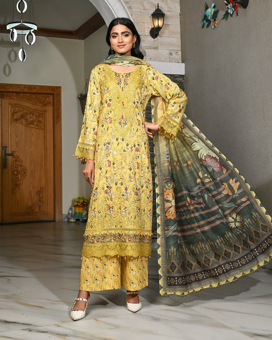 Munira Nazam Lawn 01 Mustard