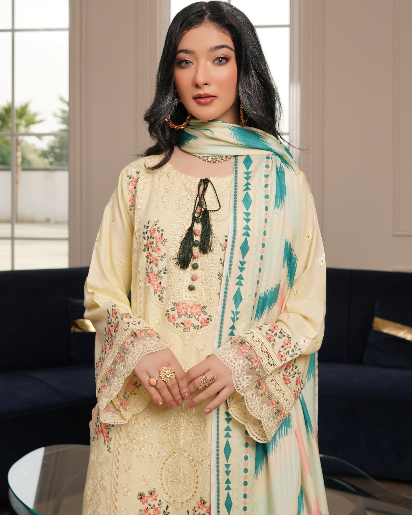 Munira Sitara Dhanak MSL 01 Lime Yellow