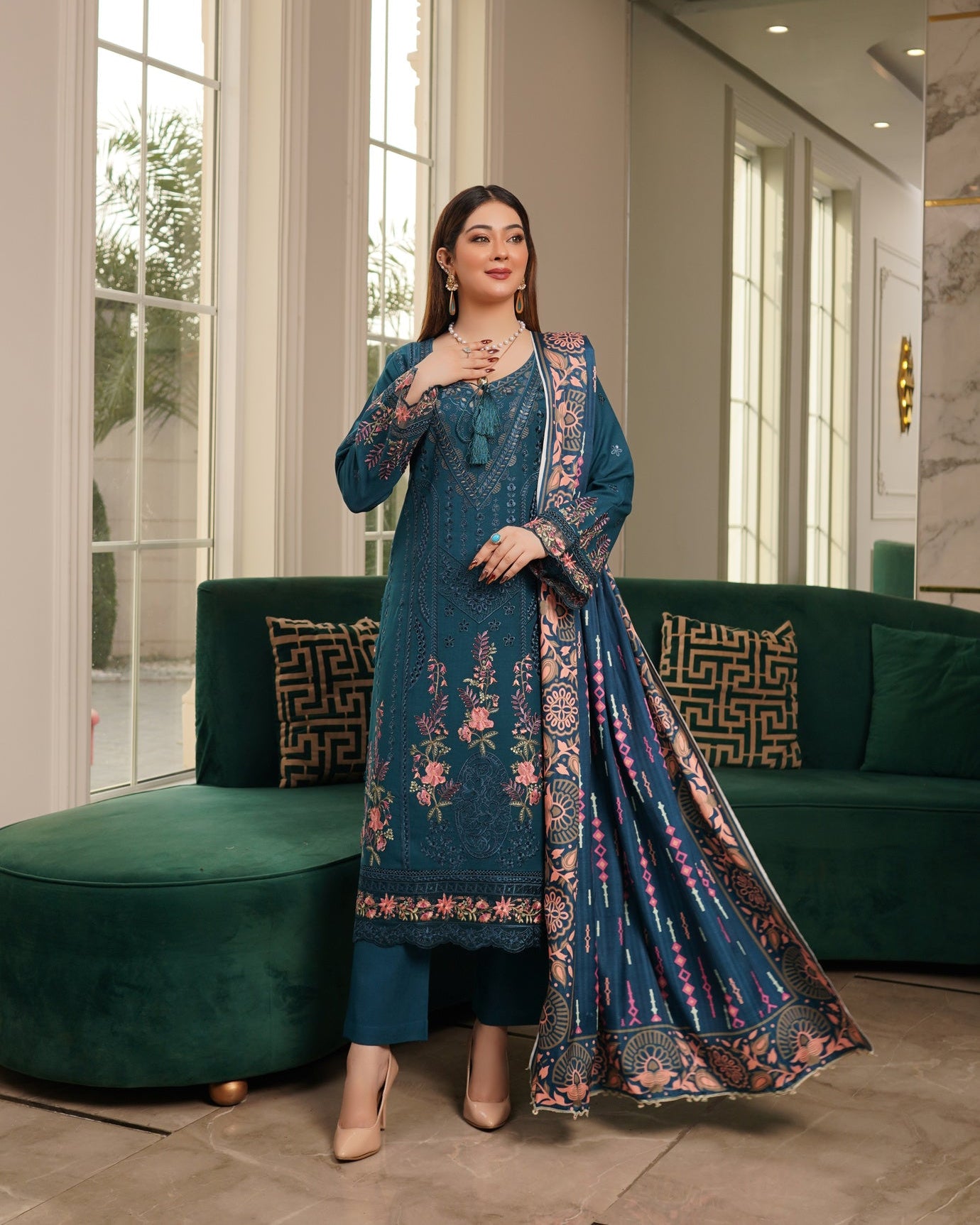Munira Sitara Dhanak MSL 03 Navy Blue