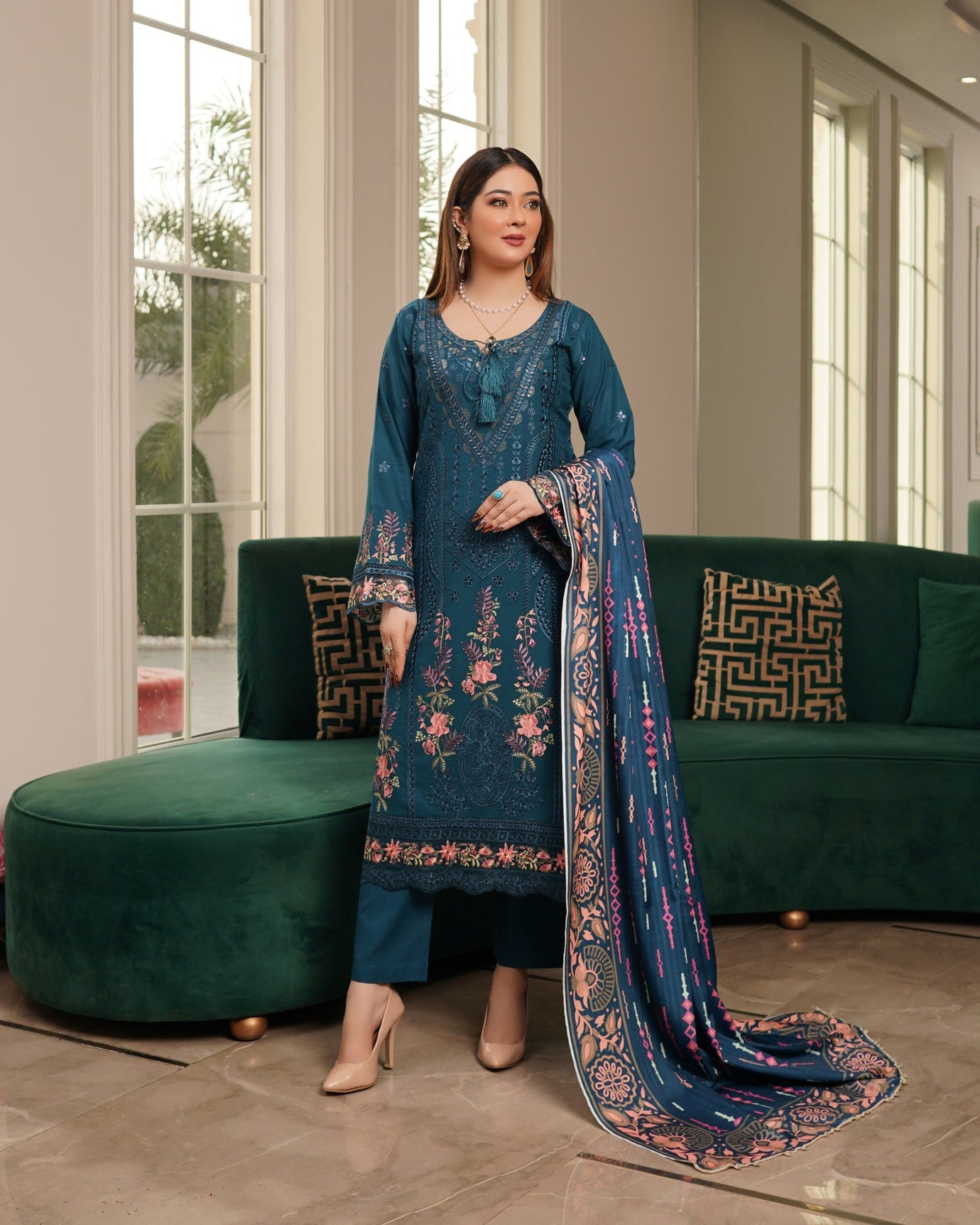 Munira Sitara Dhanak MSL 03 Navy Blue