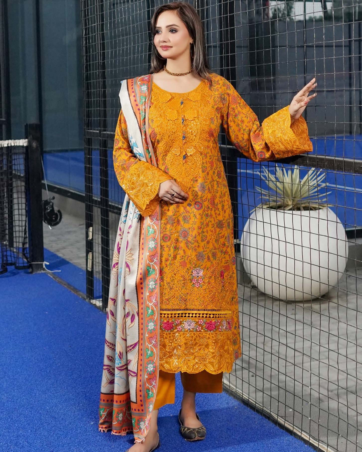 Munira Rangbahar Dhanak 07 Orange