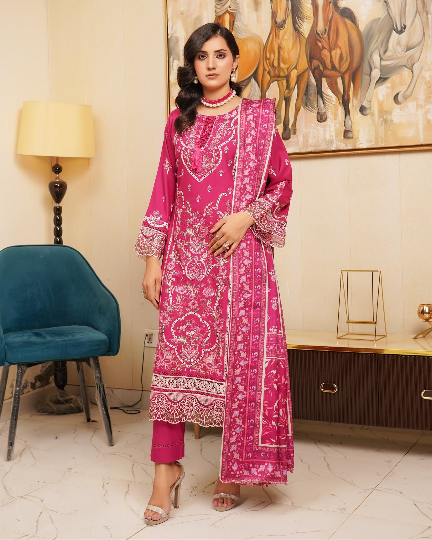 Munira Gul-E-Anwar Dhanak MSL 06 Hot Pink