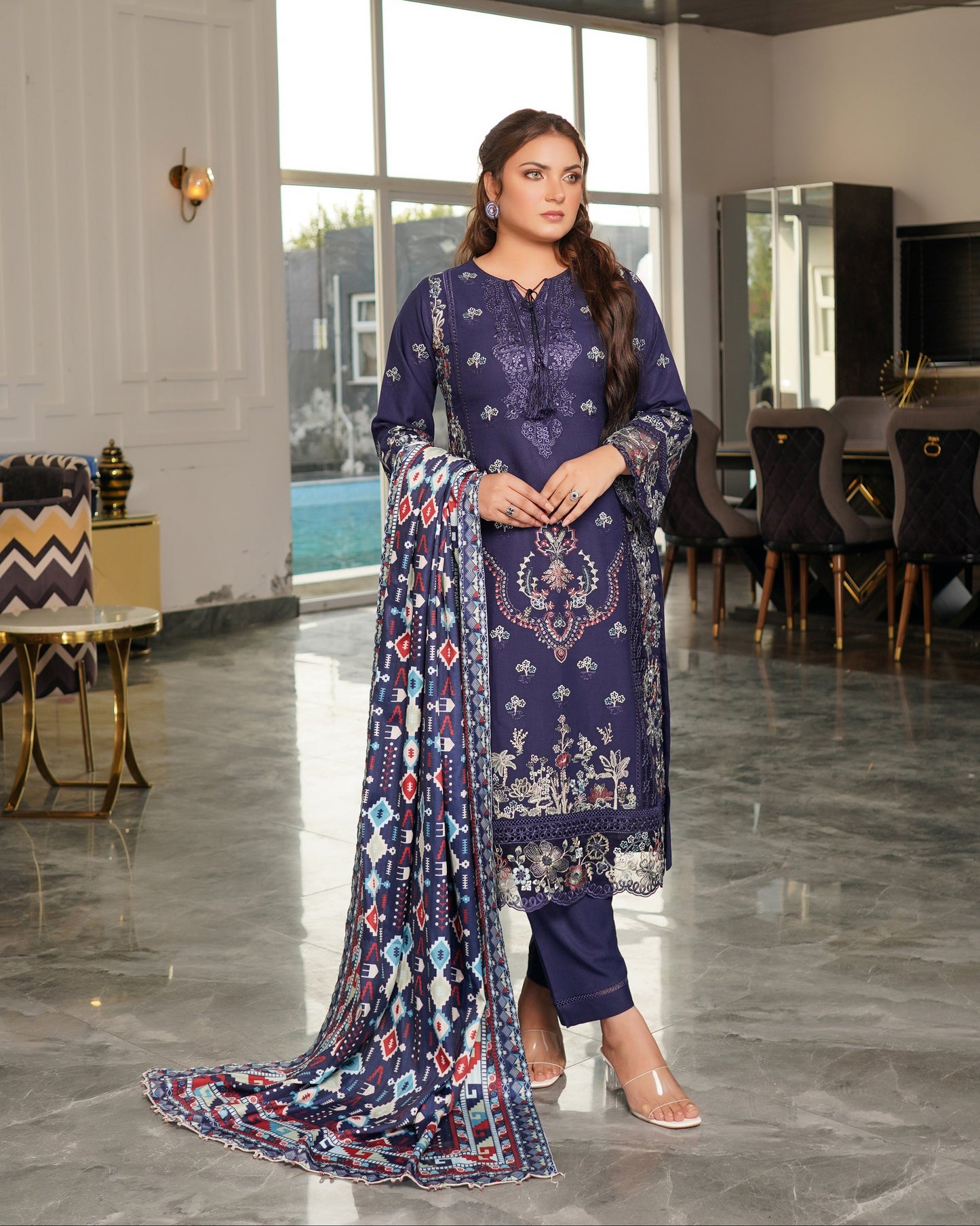 Munira Jasmine Dhanak MSL 07 Navy Blue