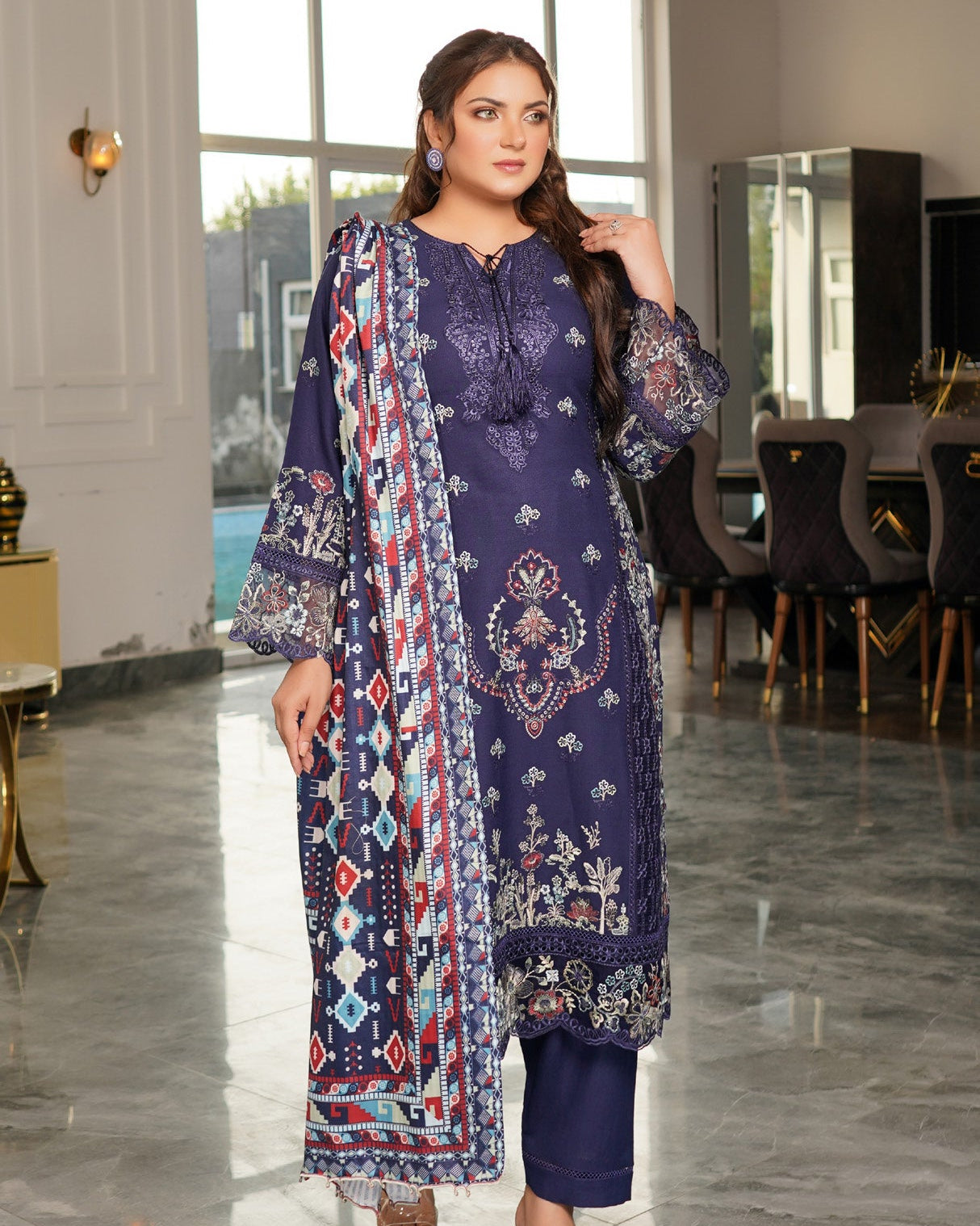 Munira Jasmine Dhanak MSL 07 Navy Blue