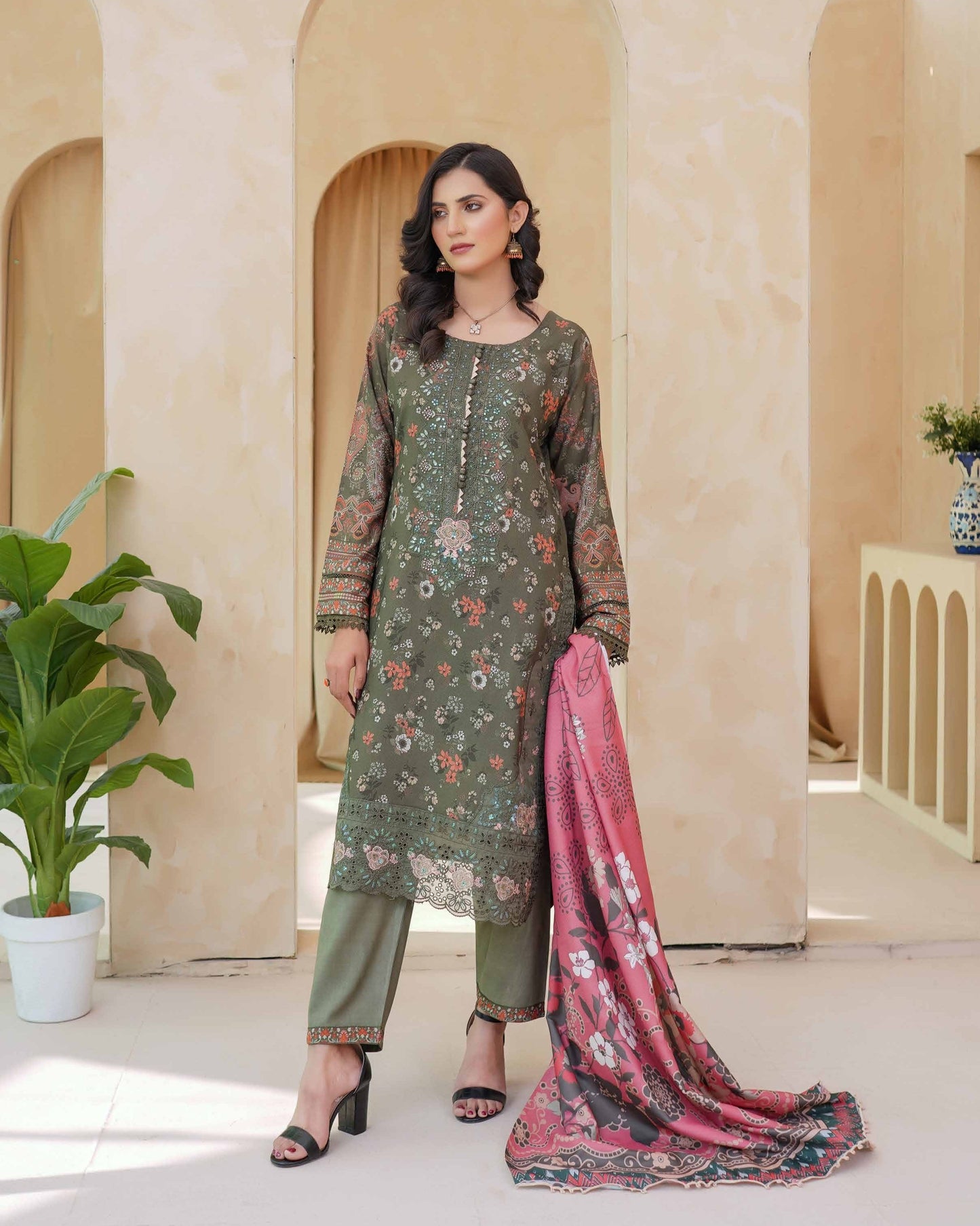 Munira Libas Dhanak MSL 02 Forest Green